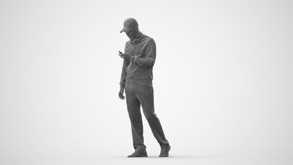 3D human model man sport walking, photogrammetry scanned person for archviz, square thumbnail