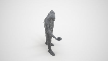 3D people model man hospitality, scanned human for 3ds Max rendering, wireframe three-quarter view