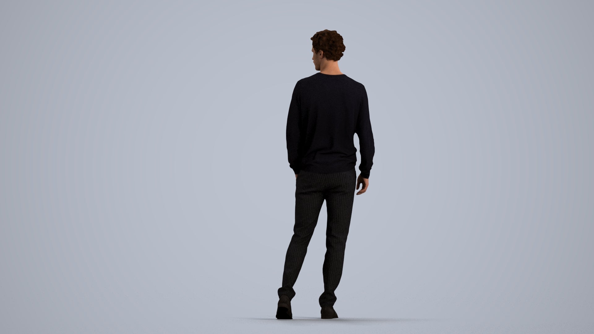 realistic 3D human man casual walking, archviz people FBX OBJ for Blender, front view render
