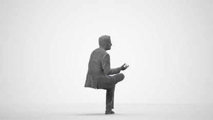 3D people model man business, scanned human for 3ds Max rendering, wireframe side view