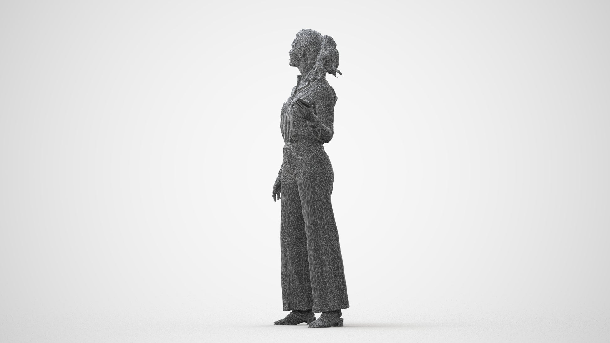 3D scanned woman standing casual, photorealistic archviz people for Enscape and SketchUp, square thumbnail