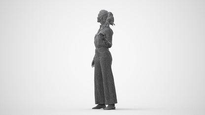 3D scanned woman standing casual, photorealistic archviz people for Enscape and SketchUp, square thumbnail