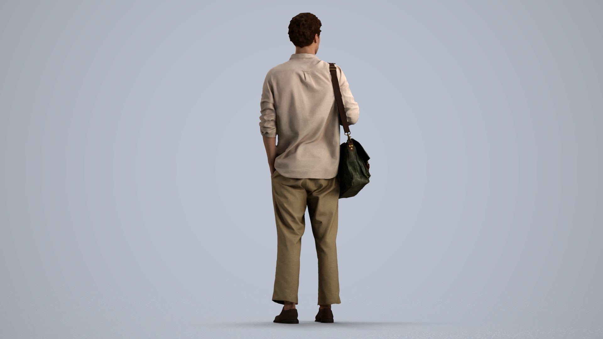scanned 3D man casual standing, photogrammetry people for Enscape and V-Ray, front view render