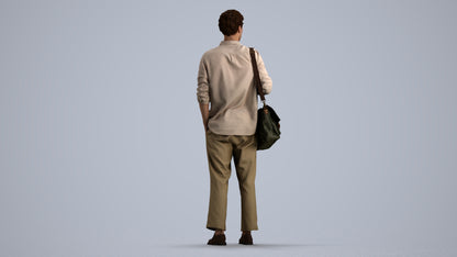 scanned 3D man casual standing, photogrammetry people for Enscape and V-Ray, front view render