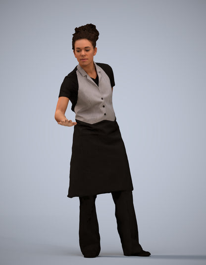 realistic 3D people woman hospitality, render-ready for V-Ray and Corona, FBX OBJ