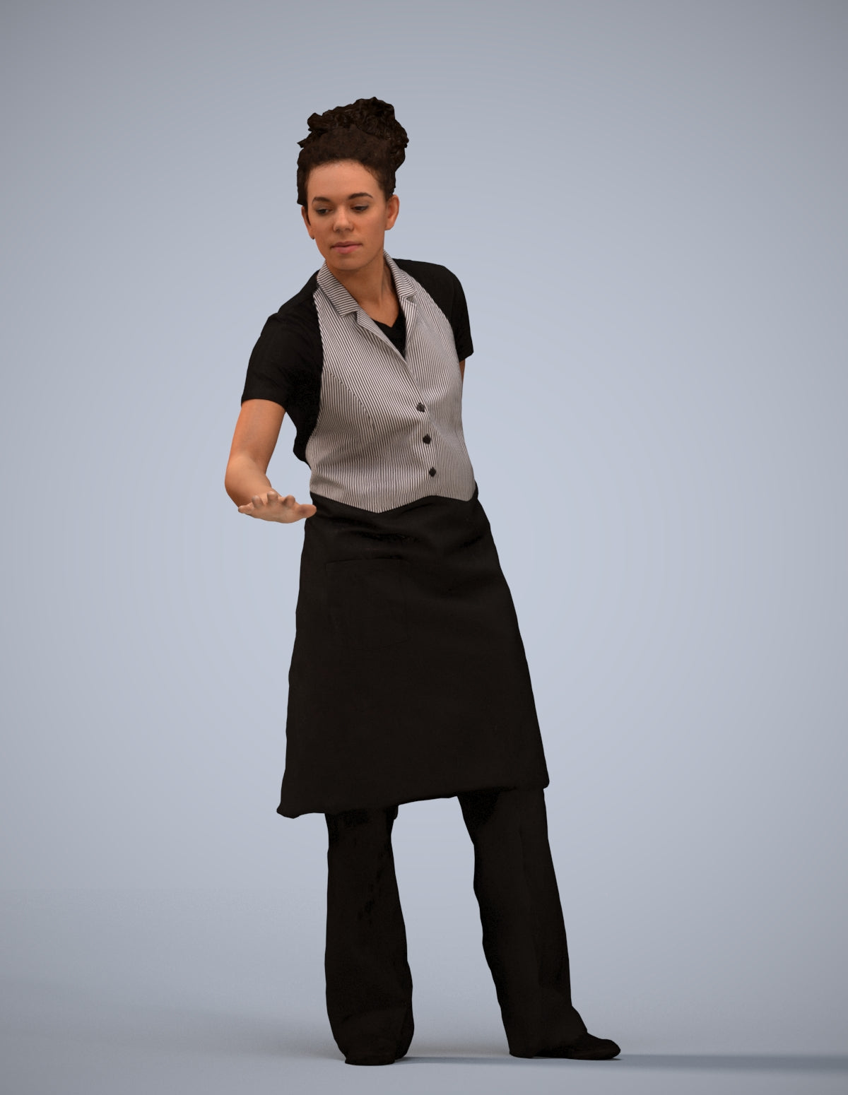 realistic 3D people woman hospitality, render-ready for V-Ray and Corona, FBX OBJ