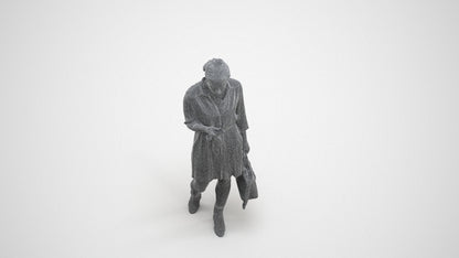 realistic 3D woman casual walking, scanned archviz people for Blender and 3ds Max, wireframe three-quarter view