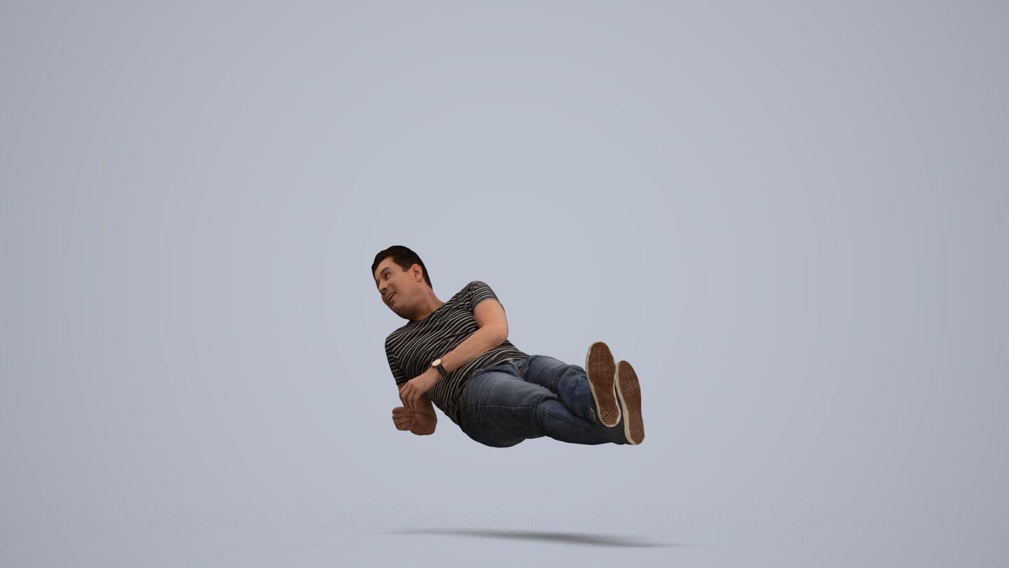 3D people model man casual sitting, scanned human for 3ds Max rendering, standing pose render