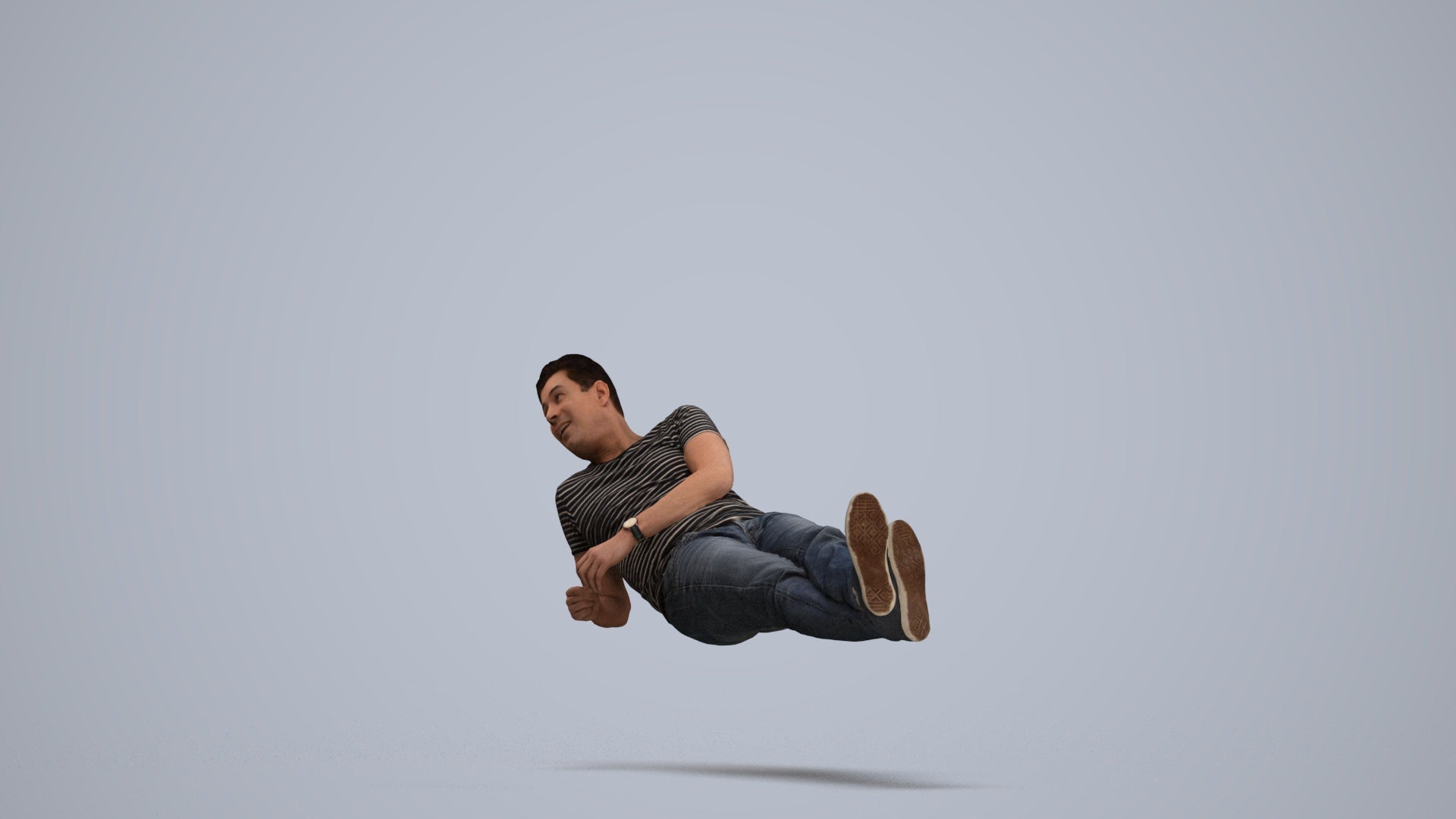 3D people model man casual sitting, scanned human for 3ds Max rendering, standing pose render