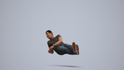 3D people model man casual sitting, scanned human for 3ds Max rendering, standing pose render