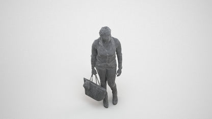 realistic 3D people woman casual standing, render-ready for V-Ray and Corona, FBX OBJ, wireframe three-quarter view
