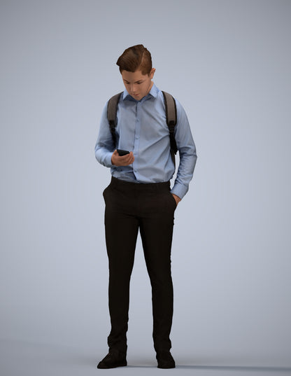 3D people model boy kids, scanned human for 3ds Max rendering