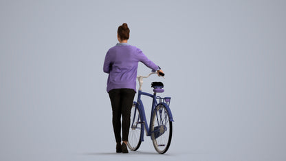 3D people model woman business cycling, scanned human for 3ds Max rendering, front view render