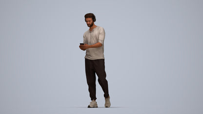 3D scanned man standing casual, photorealistic archviz people for Enscape and SketchUp, top-down view render