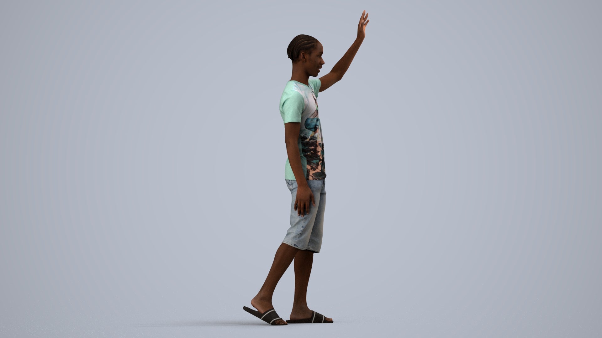 realistic 3D human boy casual kids, archviz people FBX OBJ for Blender, side view render