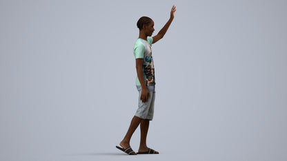realistic 3D human boy casual kids, archviz people FBX OBJ for Blender, side view render