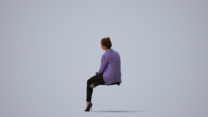 realistic 3D people woman business sitting, render-ready for V-Ray and Corona, FBX OBJ, three-quarter view render