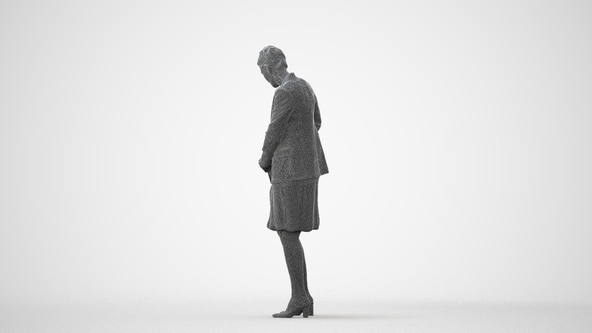 photogrammetry 3D woman business standing, realistic human model archviz FBX, square thumbnail