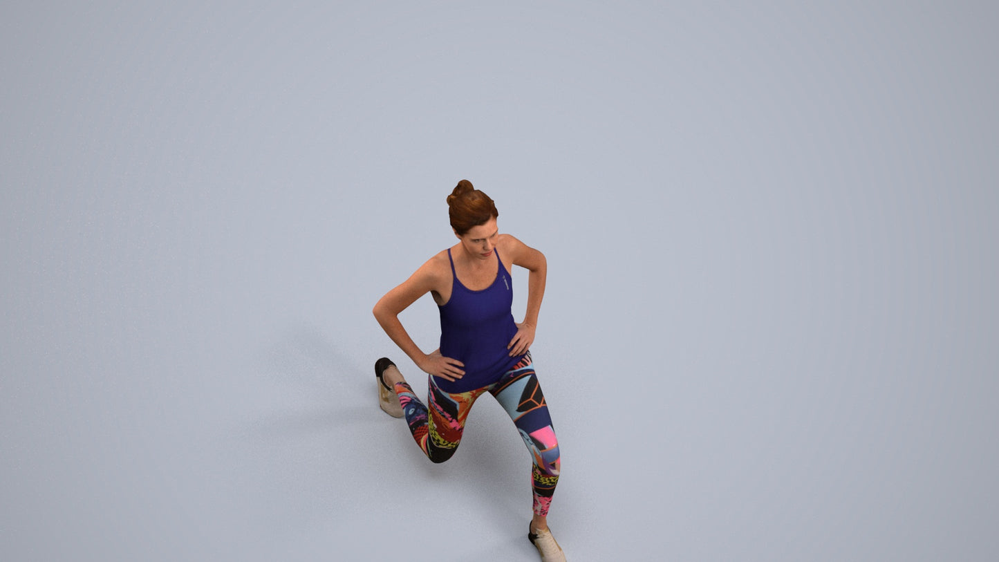 realistic 3D people woman sport, render-ready for V-Ray and Corona, FBX OBJ, back view render