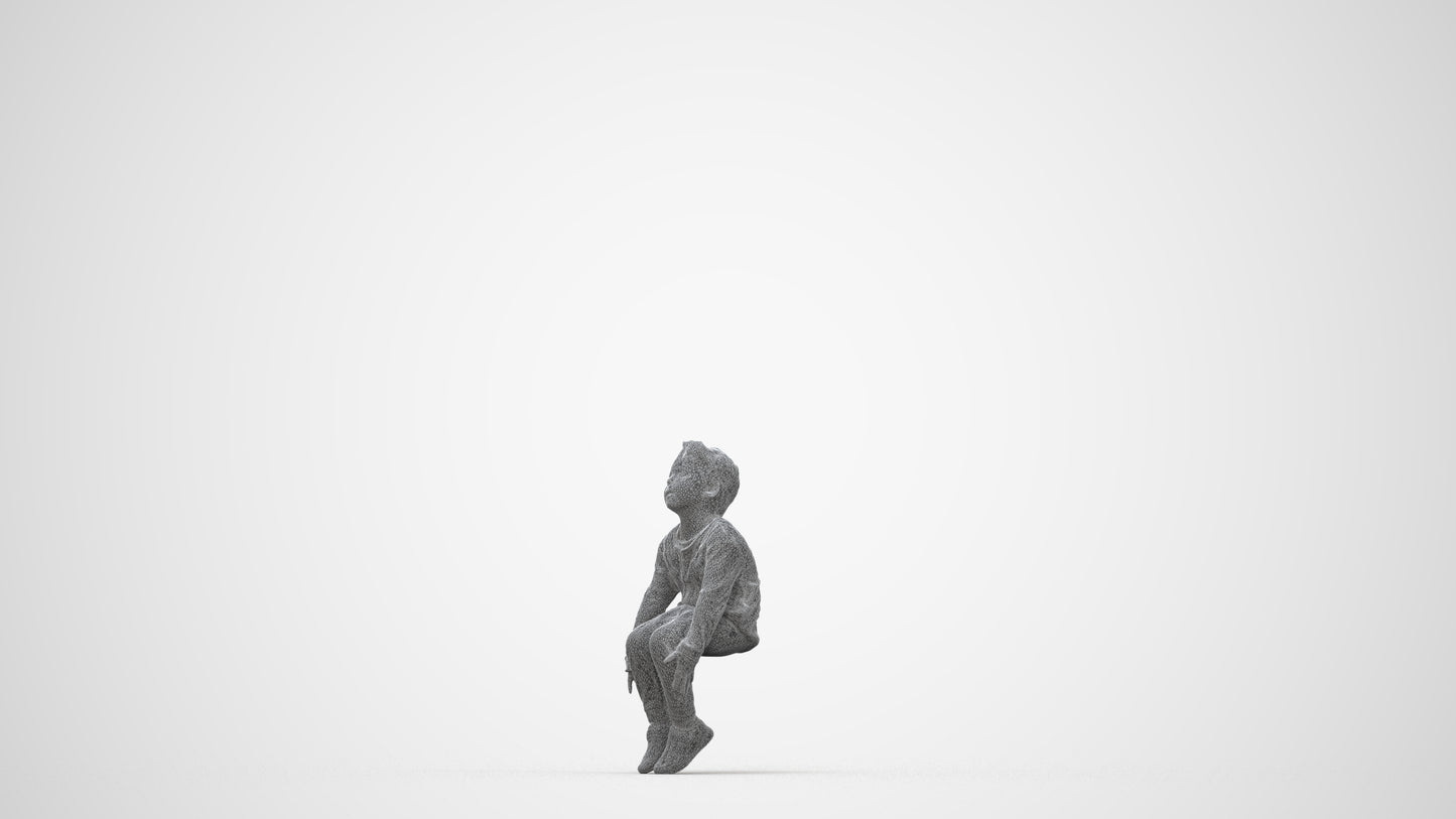 3D human model boy casual kids, photogrammetry scanned person for archviz, wireframe back view