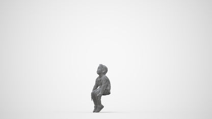 3D human model boy casual kids, photogrammetry scanned person for archviz, wireframe back view