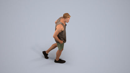 3D human model woman casual walking, photogrammetry scanned person for archviz, back view render