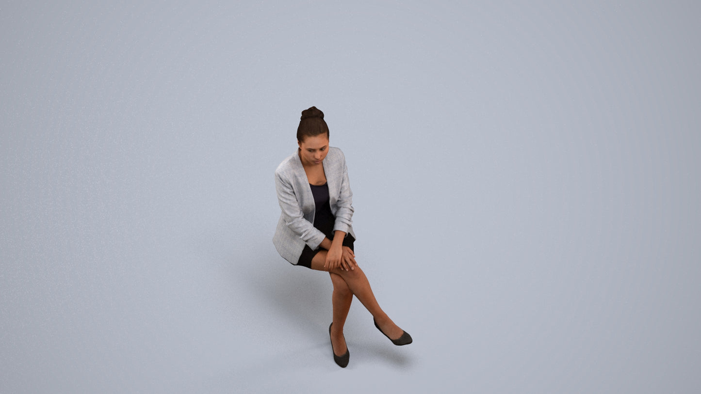 3D scanned woman business, photorealistic archviz people for Enscape and SketchUp, back view render