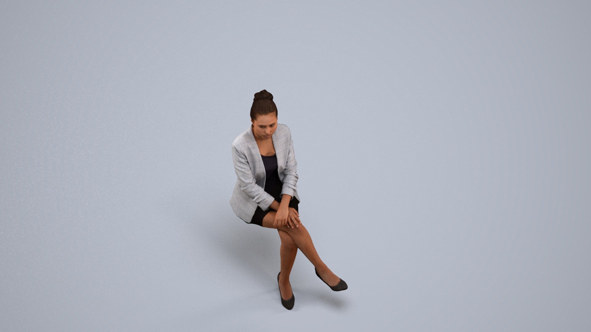 3D scanned woman business, photorealistic archviz people for Enscape and SketchUp, back view render