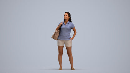 scanned 3D woman casual standing, photogrammetry people for Enscape and V-Ray, standing pose render