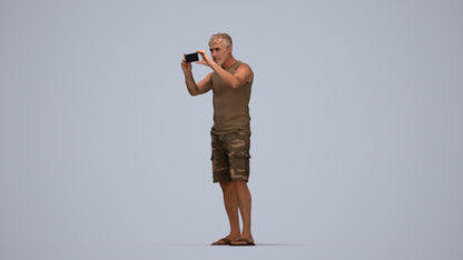 realistic 3D man casual standing, scanned archviz people for Blender and 3ds Max, top-down view render