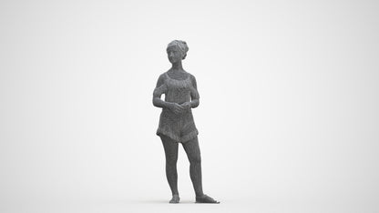 3D scanned girl kids casual, photorealistic archviz people for Enscape and SketchUp, three-quarter front view render