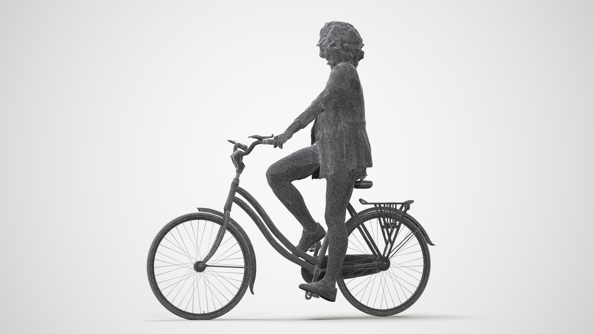 3D scanned woman cycling business, photorealistic archviz people for Enscape and SketchUp, square thumbnail