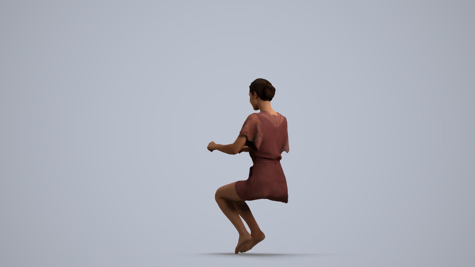 photogrammetry 3D woman bathroom, realistic human model archviz FBX, front view render
