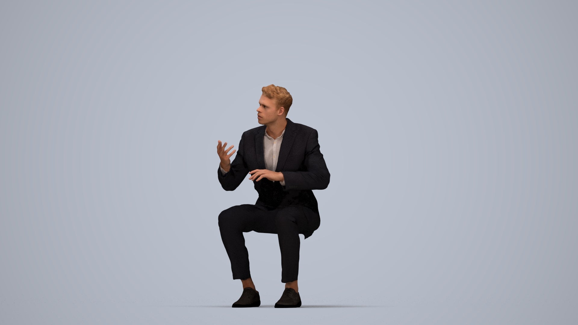 3D people model man business, scanned human for 3ds Max rendering, top-down view render