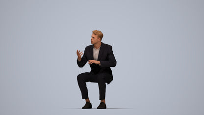 3D people model man business, scanned human for 3ds Max rendering, top-down view render