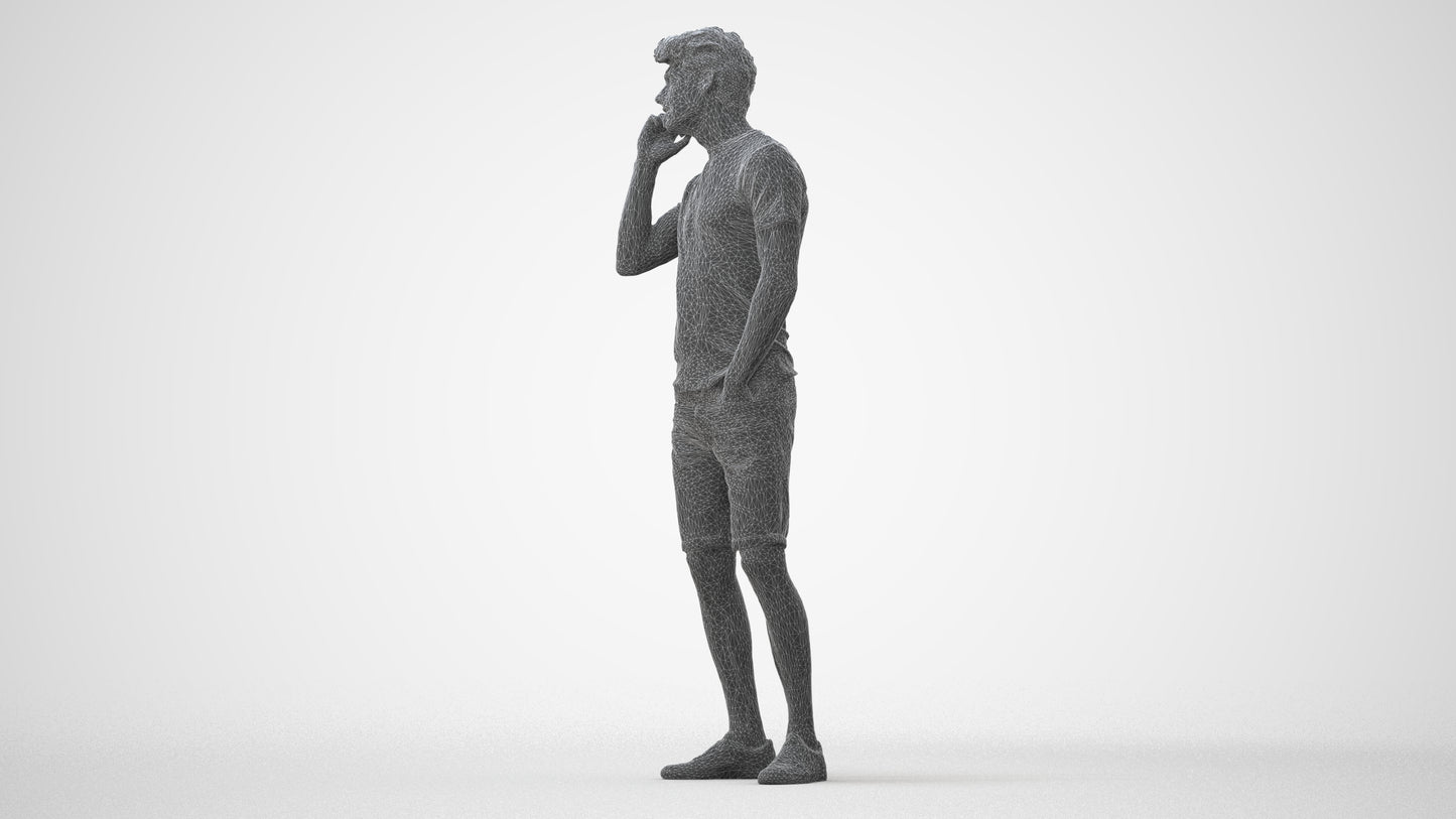 scanned 3D man casual standing, photogrammetry people for Enscape and V-Ray, square thumbnail
