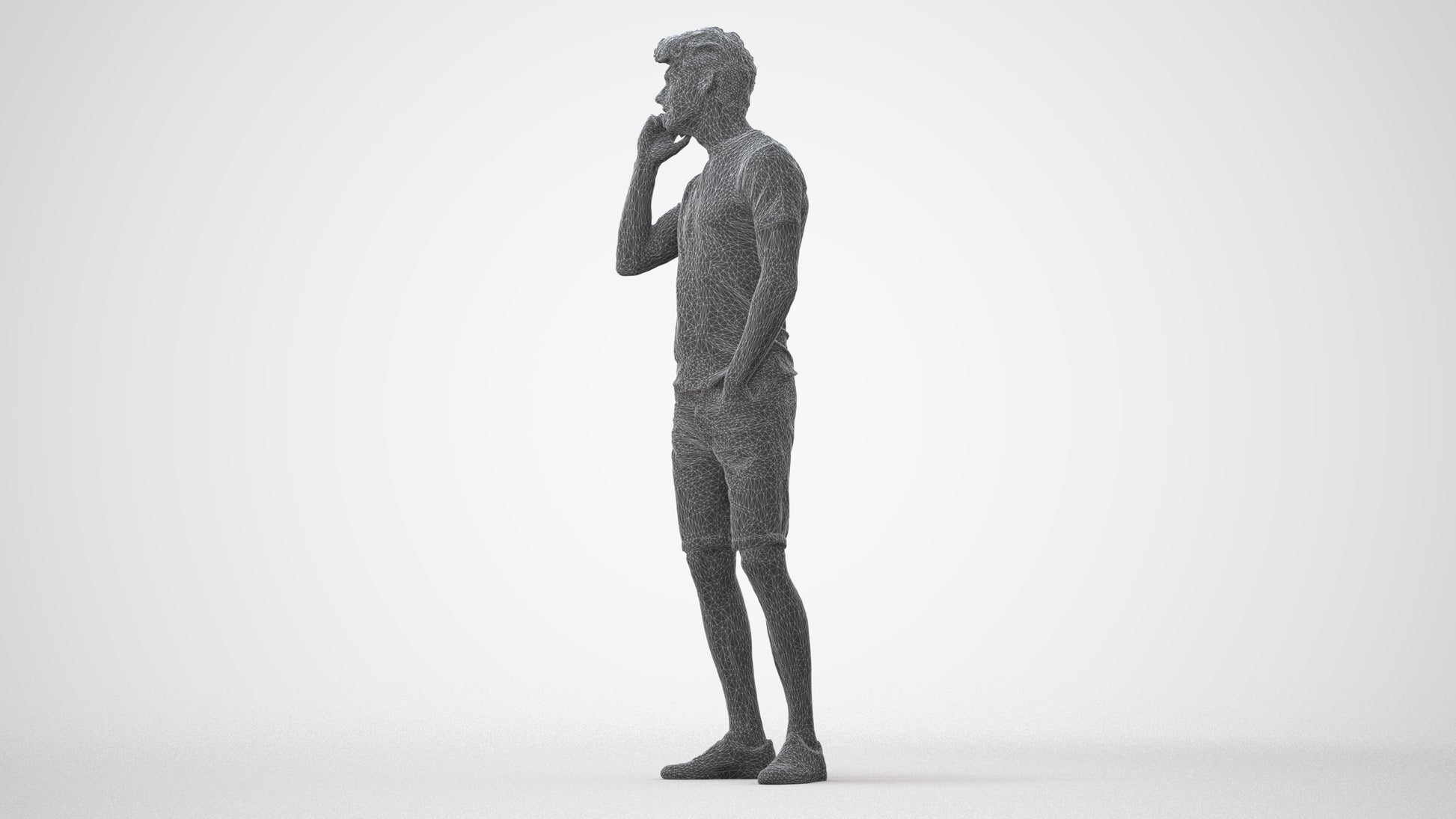 scanned 3D man casual standing, photogrammetry people for Enscape and V-Ray, square thumbnail