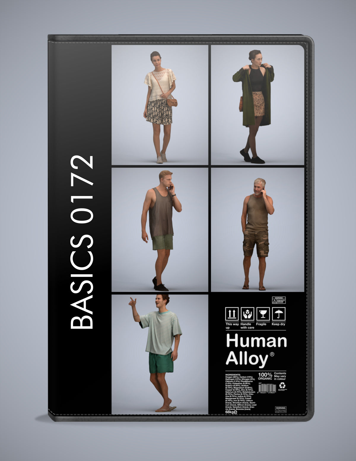 3D human models walking bundle, 5 photogrammetry scanned people for archviz