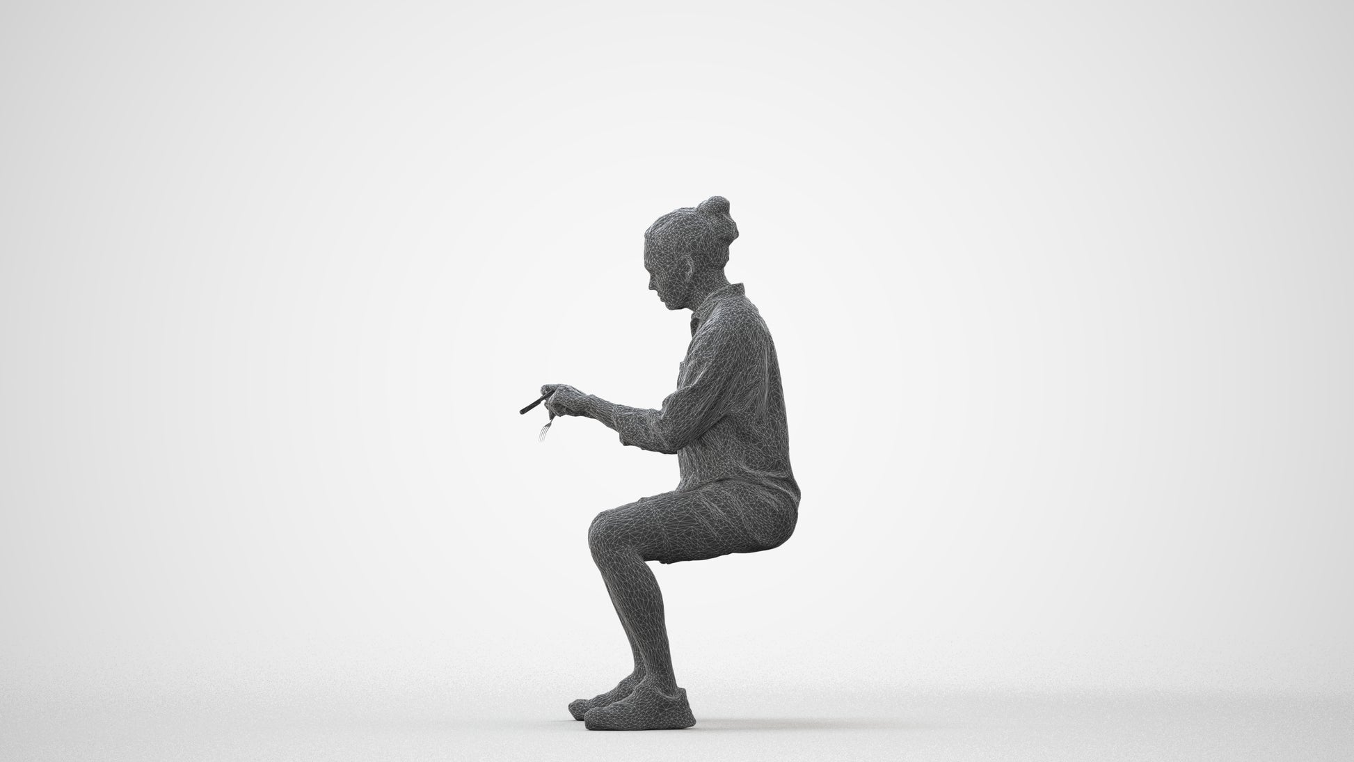 3D people model man casual sitting, scanned human for 3ds Max rendering, square thumbnail