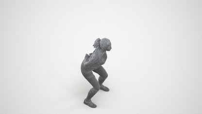 3D people model woman sport, scanned human for 3ds Max rendering, wireframe three-quarter view