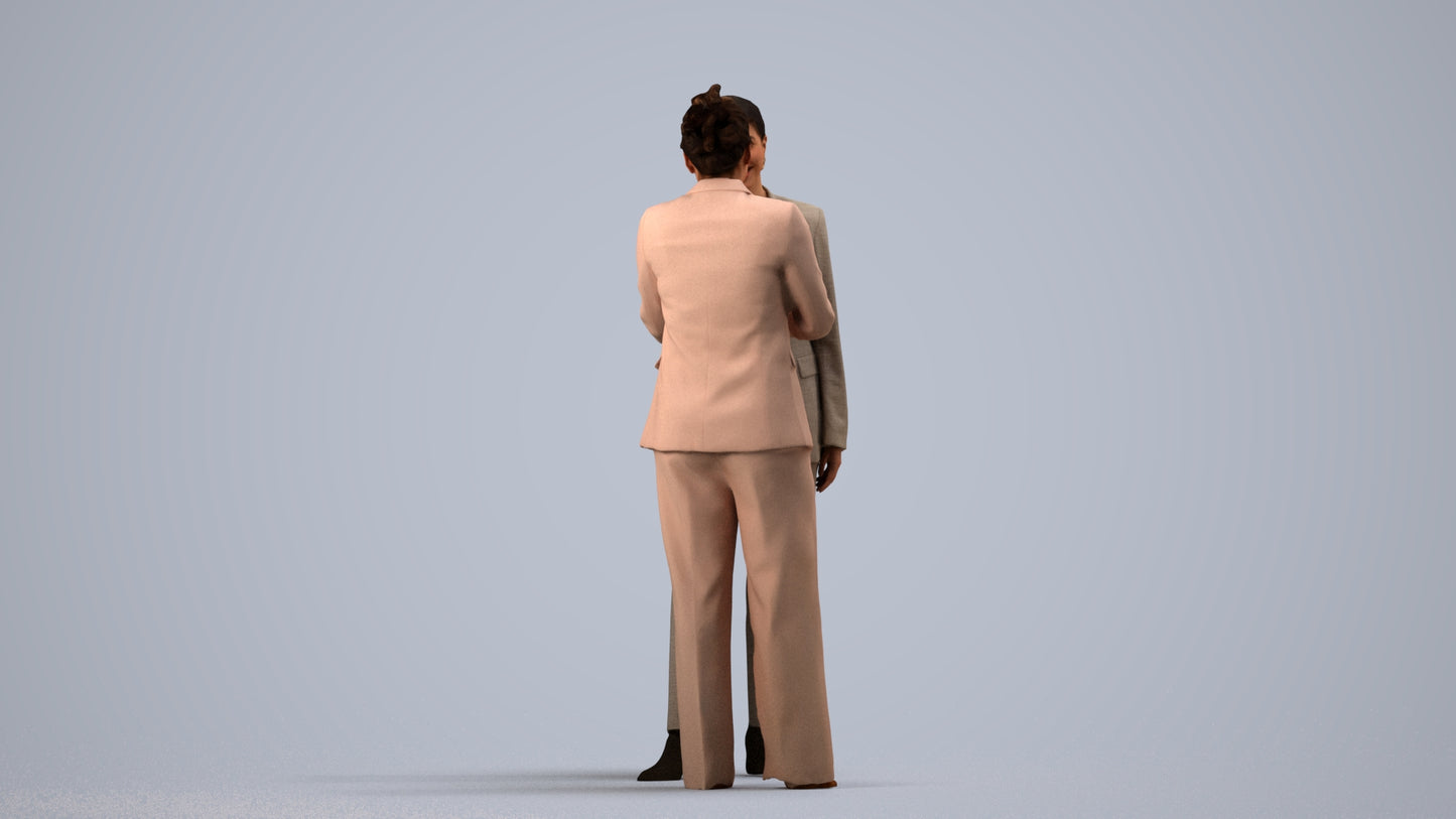 realistic 3D woman business, scanned archviz people for Blender and 3ds Max, side view render