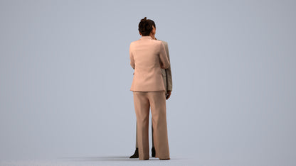 realistic 3D woman business, scanned archviz people for Blender and 3ds Max, side view render