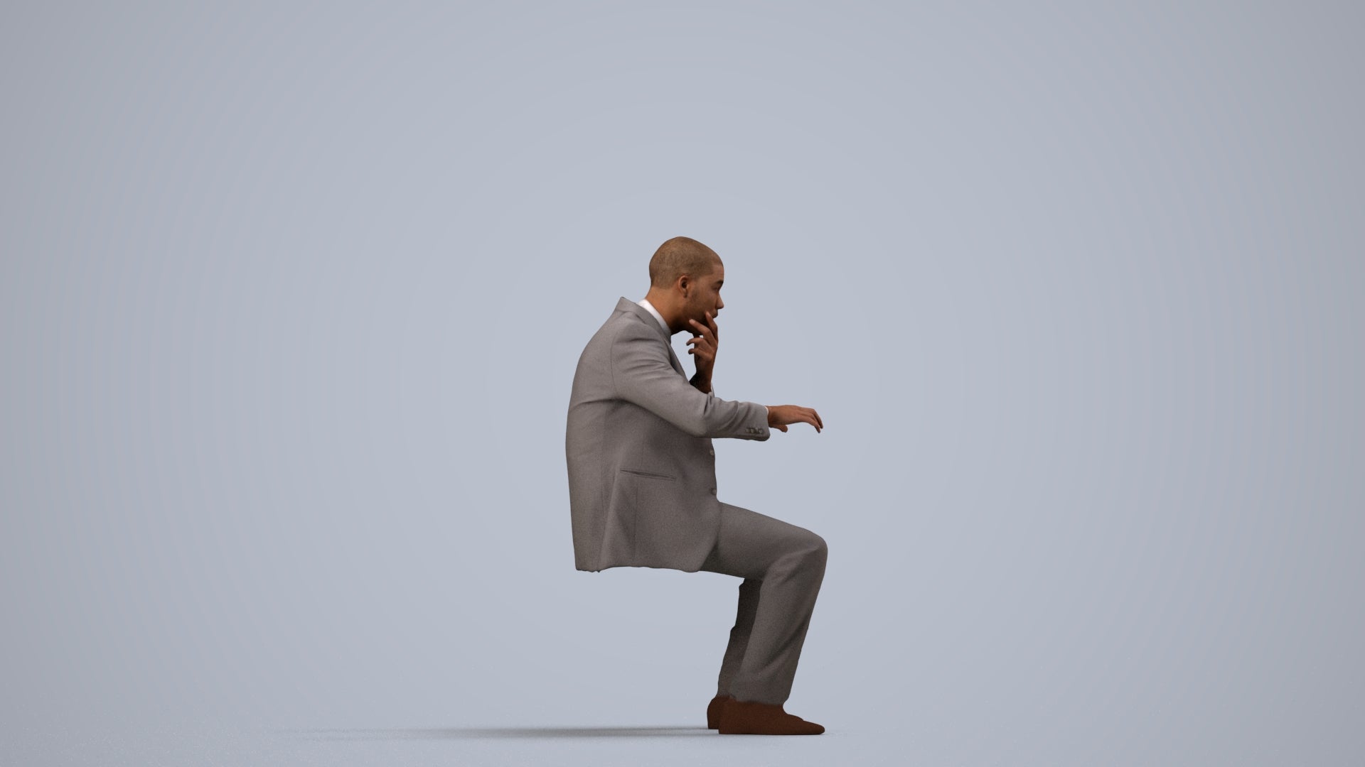 3D people model man business, scanned human for 3ds Max rendering, side view render