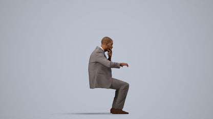 3D people model man business, scanned human for 3ds Max rendering, side view render