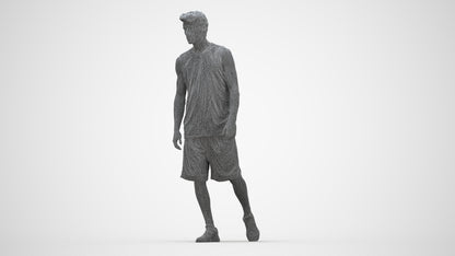3D scanned man sport, photorealistic archviz people for Enscape and SketchUp, wireframe back view