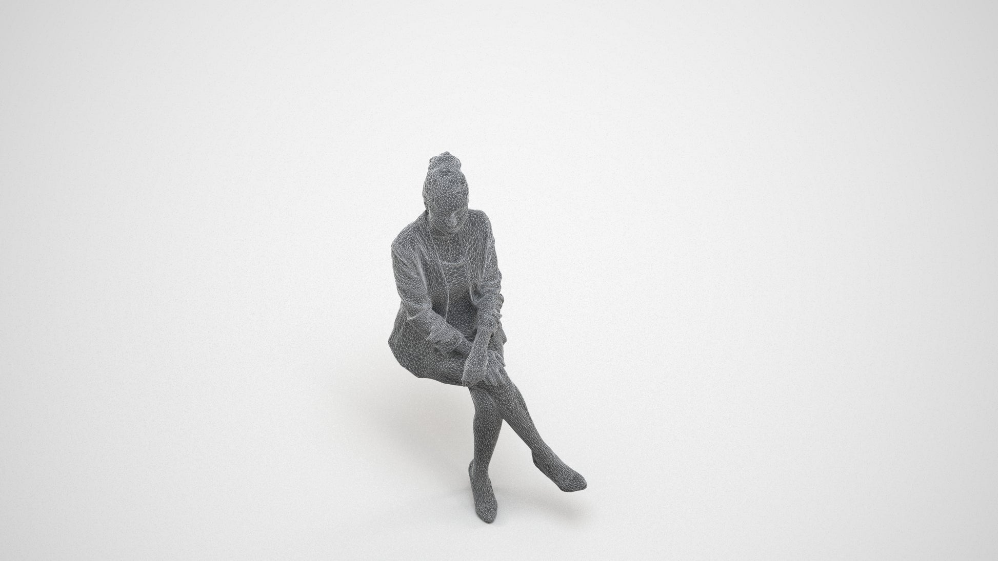 3D scanned woman business, photorealistic archviz people for Enscape and SketchUp, wireframe three-quarter view