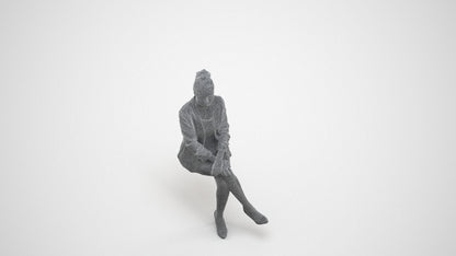 3D scanned woman business, photorealistic archviz people for Enscape and SketchUp, wireframe three-quarter view