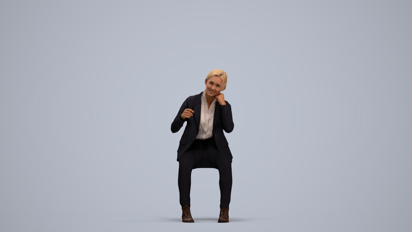 3D scanned woman business, photorealistic archviz people for Enscape and SketchUp, standing pose render