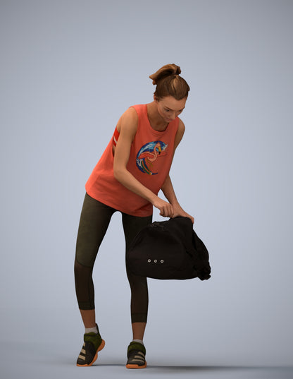 3D human model woman sport, photogrammetry scanned person for archviz