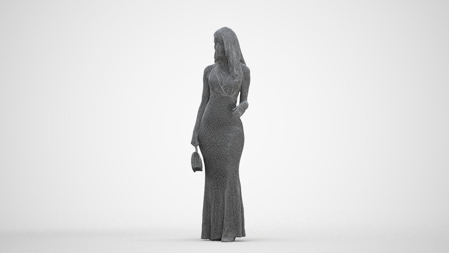 3D people model woman formal walking, scanned human for 3ds Max rendering, three-quarter front view render